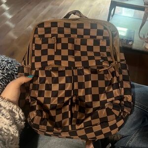 Iris Mini Checkered Backpack chestnut
